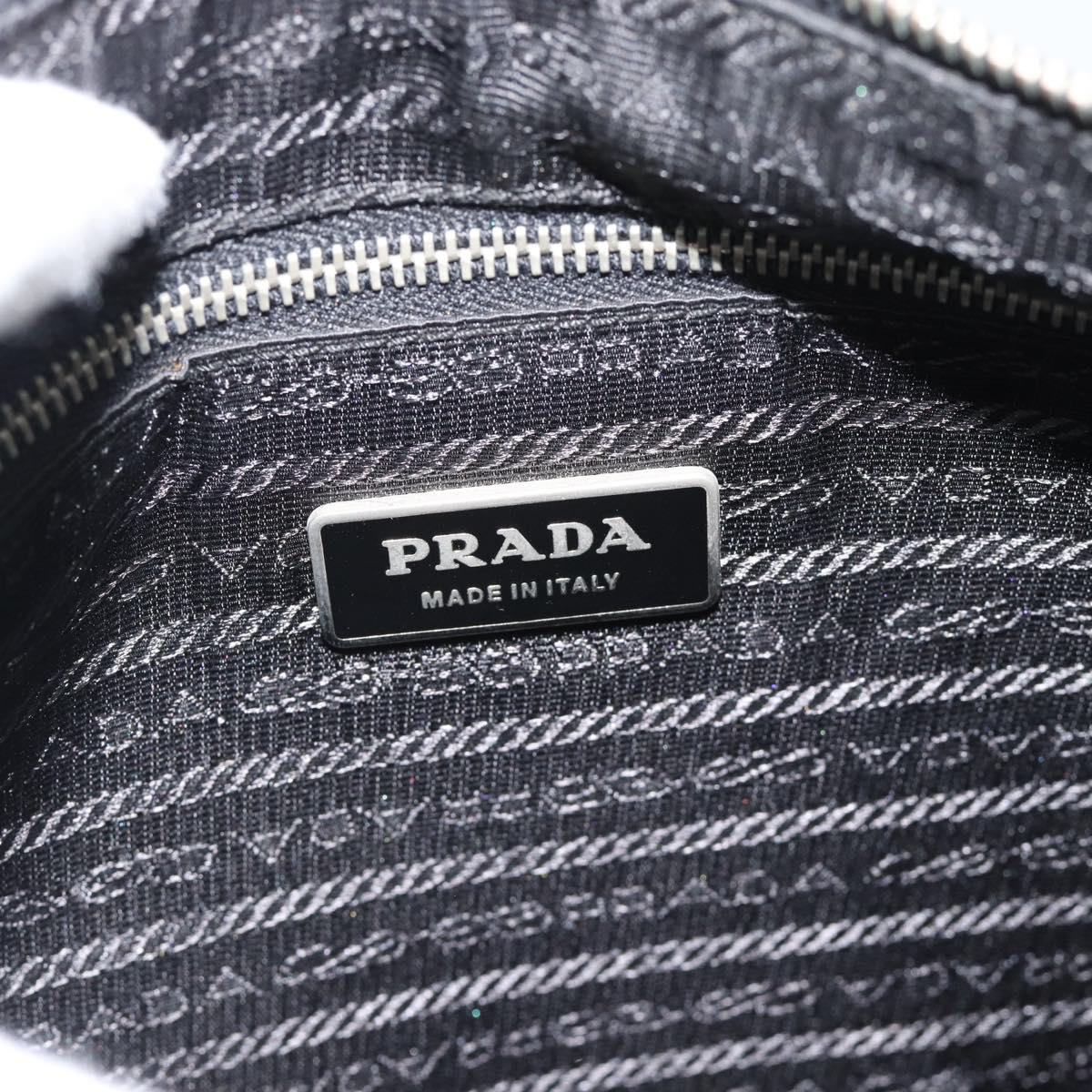 PRADA Shoulder Bag Nylon Black Silver Auth 189098A