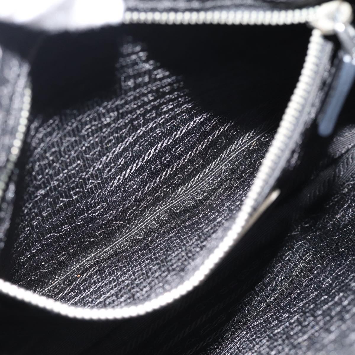 PRADA Shoulder Bag Nylon Black Silver Auth 189098A