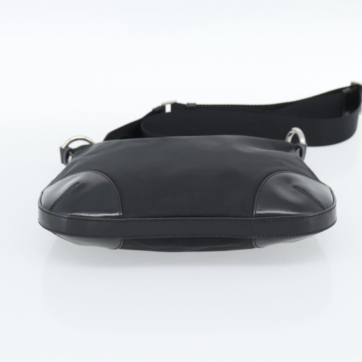 PRADA Shoulder Bag Nylon Black Silver Auth 189098A