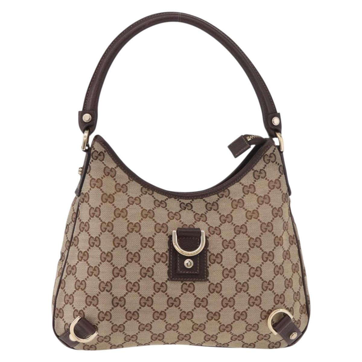 GUCCI Abbey GG Canvas Shoulder Bag Beige Gold 130738 Auth 189099A
