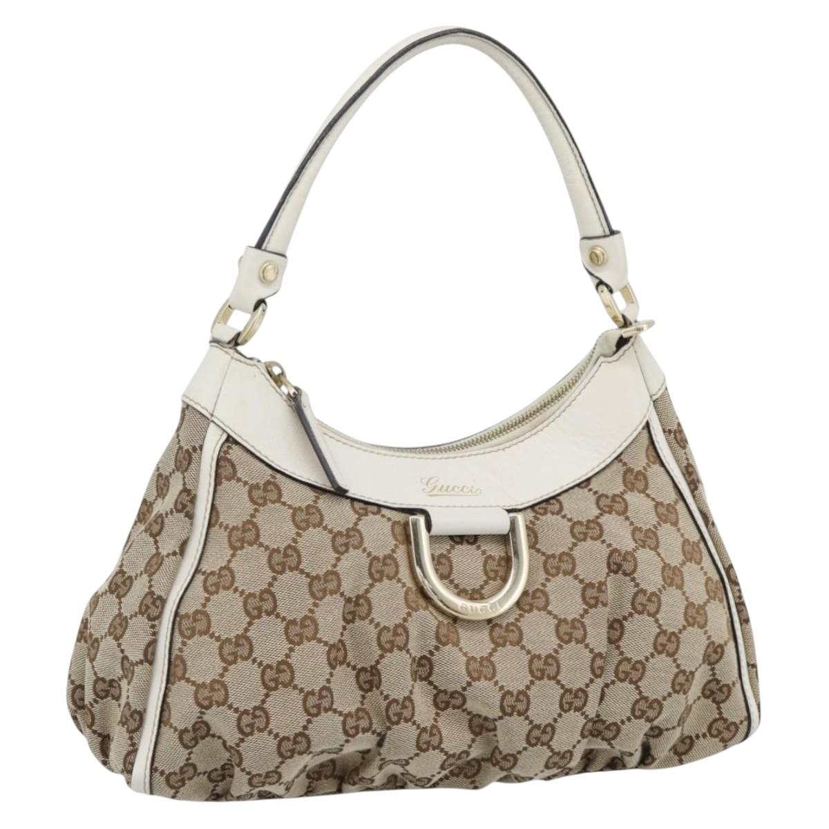 GUCCI GG Canvas Abbey Shoulder Bag Beige Gold 190525 Auth 189100A