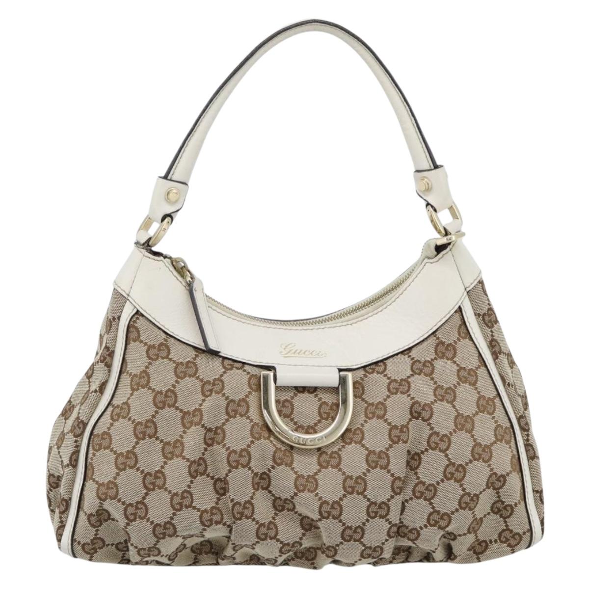 GUCCI GG Canvas Abbey Shoulder Bag Beige Gold 190525 Auth 189100A