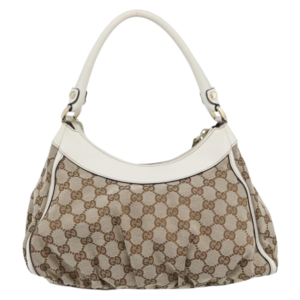 GUCCI GG Canvas Abbey Shoulder Bag Beige Gold 190525 Auth 189100A