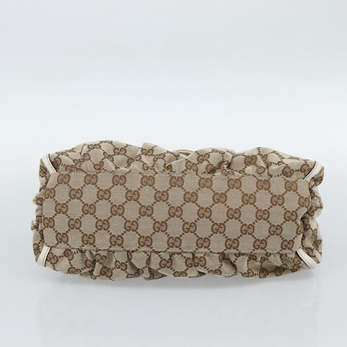 GUCCI GG Canvas Abbey Shoulder Bag Beige Gold 190525 Auth 189100A