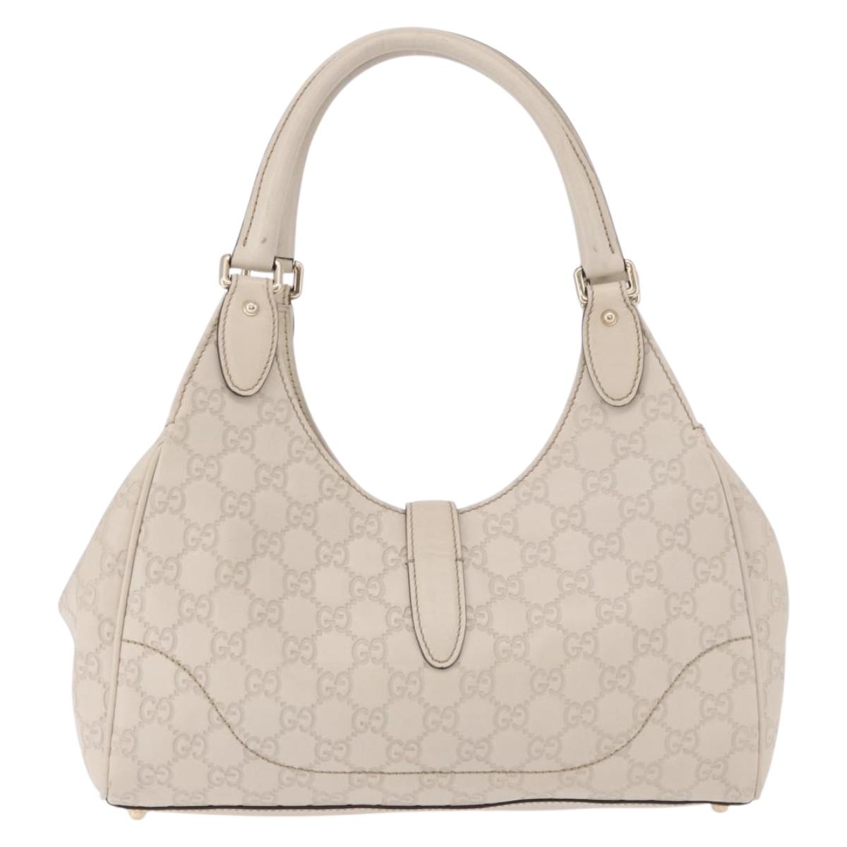 GUCCI New Jackie GG Canvas Shoulder Bag Leather Ivory Gold 145819 Auth 189101A