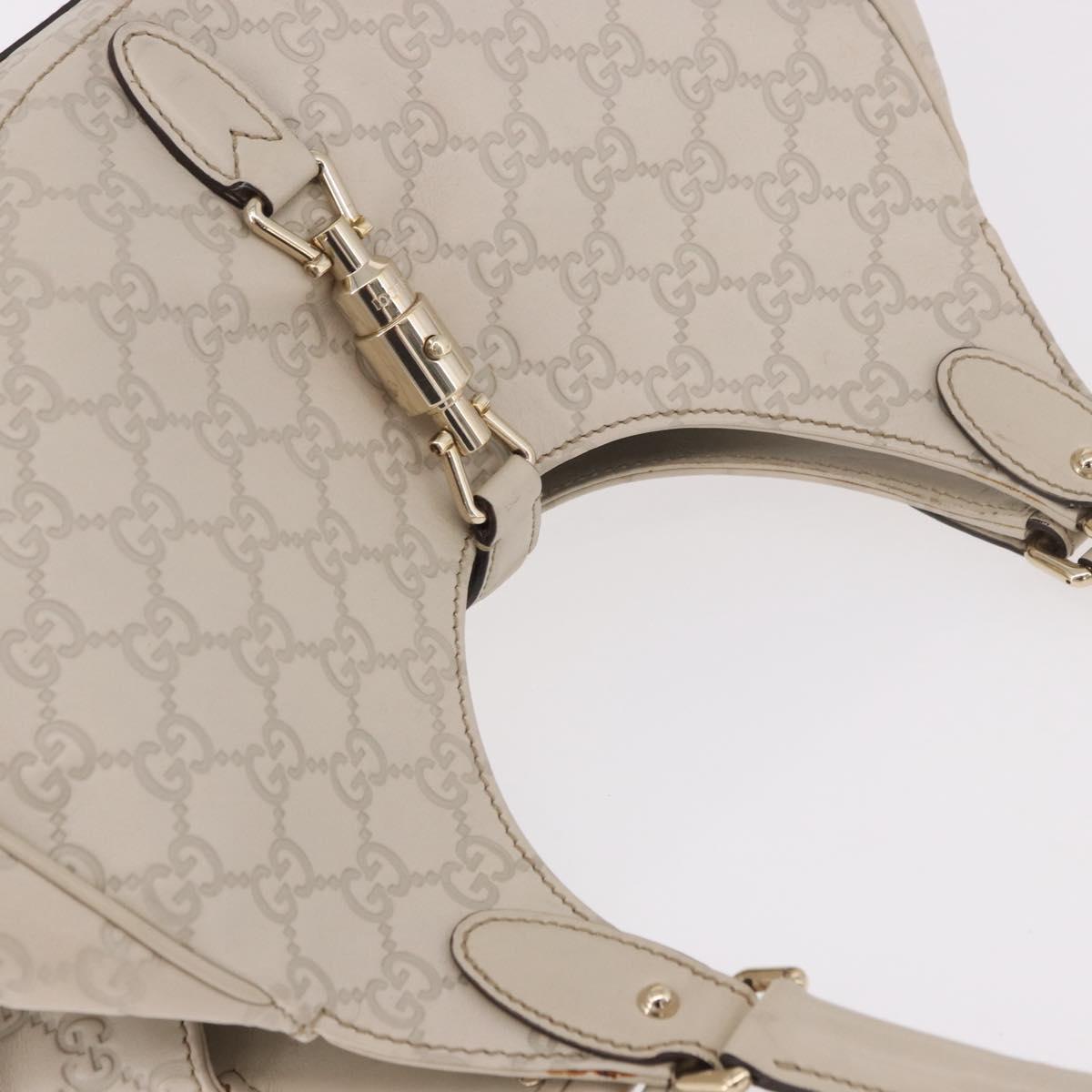 GUCCI New Jackie GG Canvas Shoulder Bag Leather Ivory Gold 145819 Auth 189101A