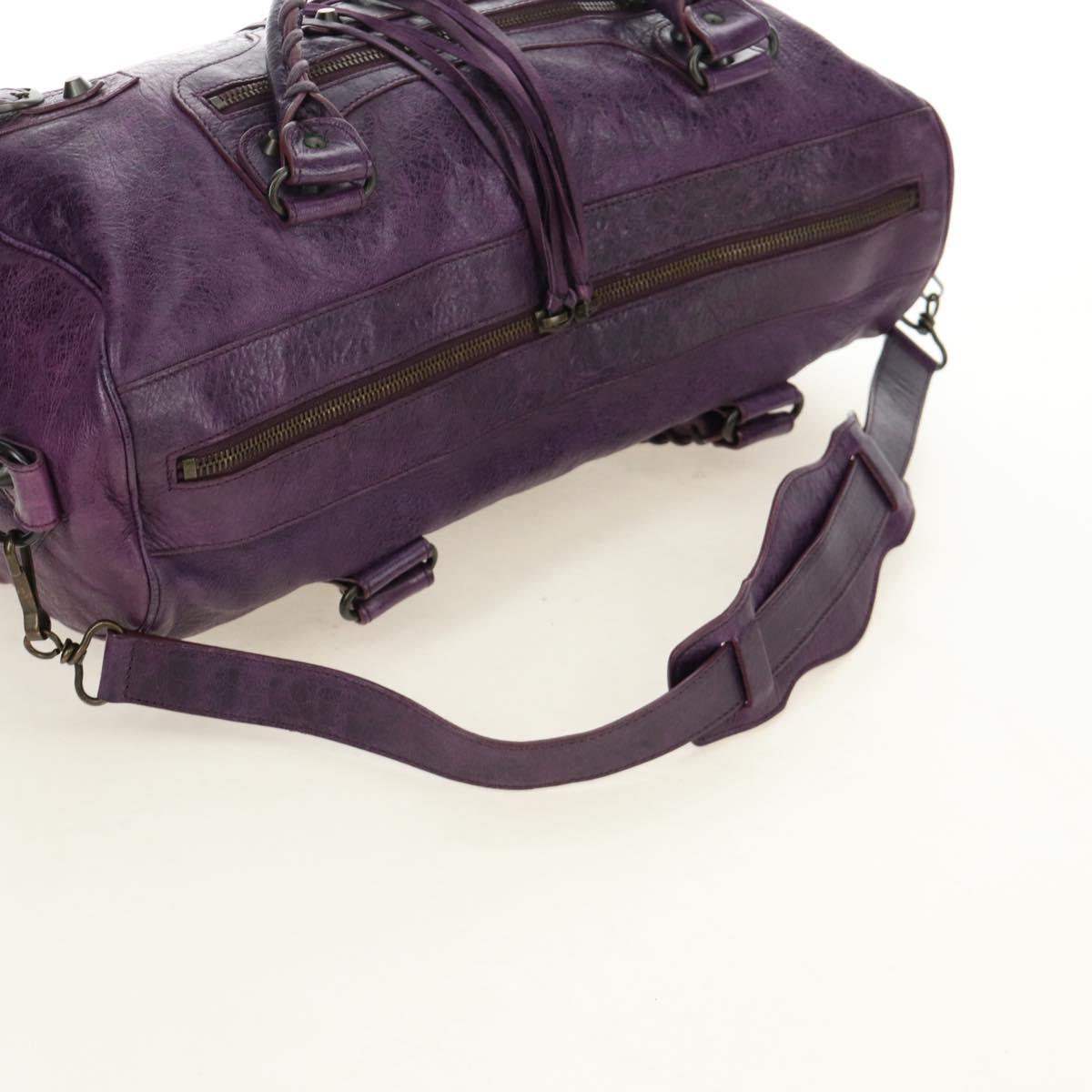 BALENCIAGA Zazigi Hand Bag Leather 2way Purple 128523 Auth 189102M