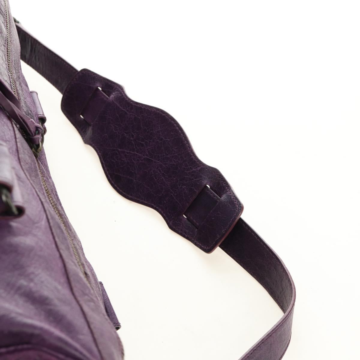 BALENCIAGA Zazigi Hand Bag Leather 2way Purple 128523 Auth 189102M