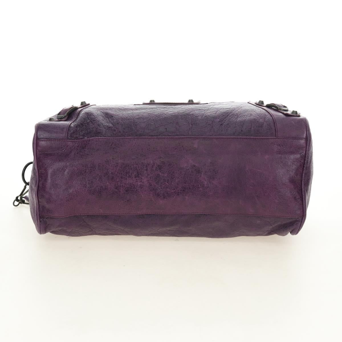 BALENCIAGA Zazigi Hand Bag Leather 2way Purple 128523 Auth 189102M