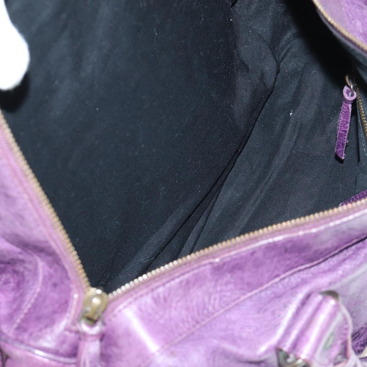BALENCIAGA Zazigi Hand Bag Leather 2way Purple 128523 Auth 189102M
