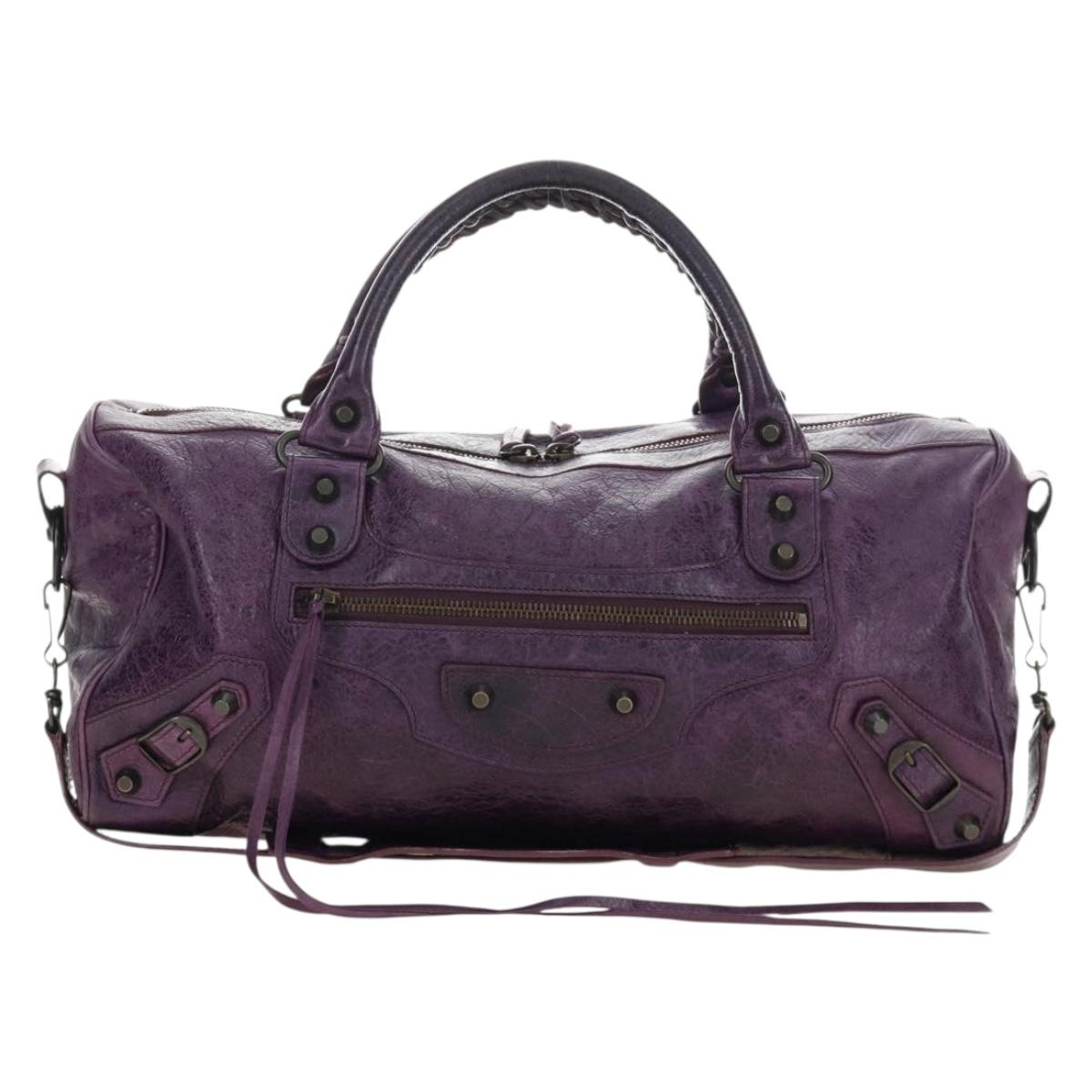 BALENCIAGA Zazigi Hand Bag Leather 2way Purple 128523 Auth 189102M