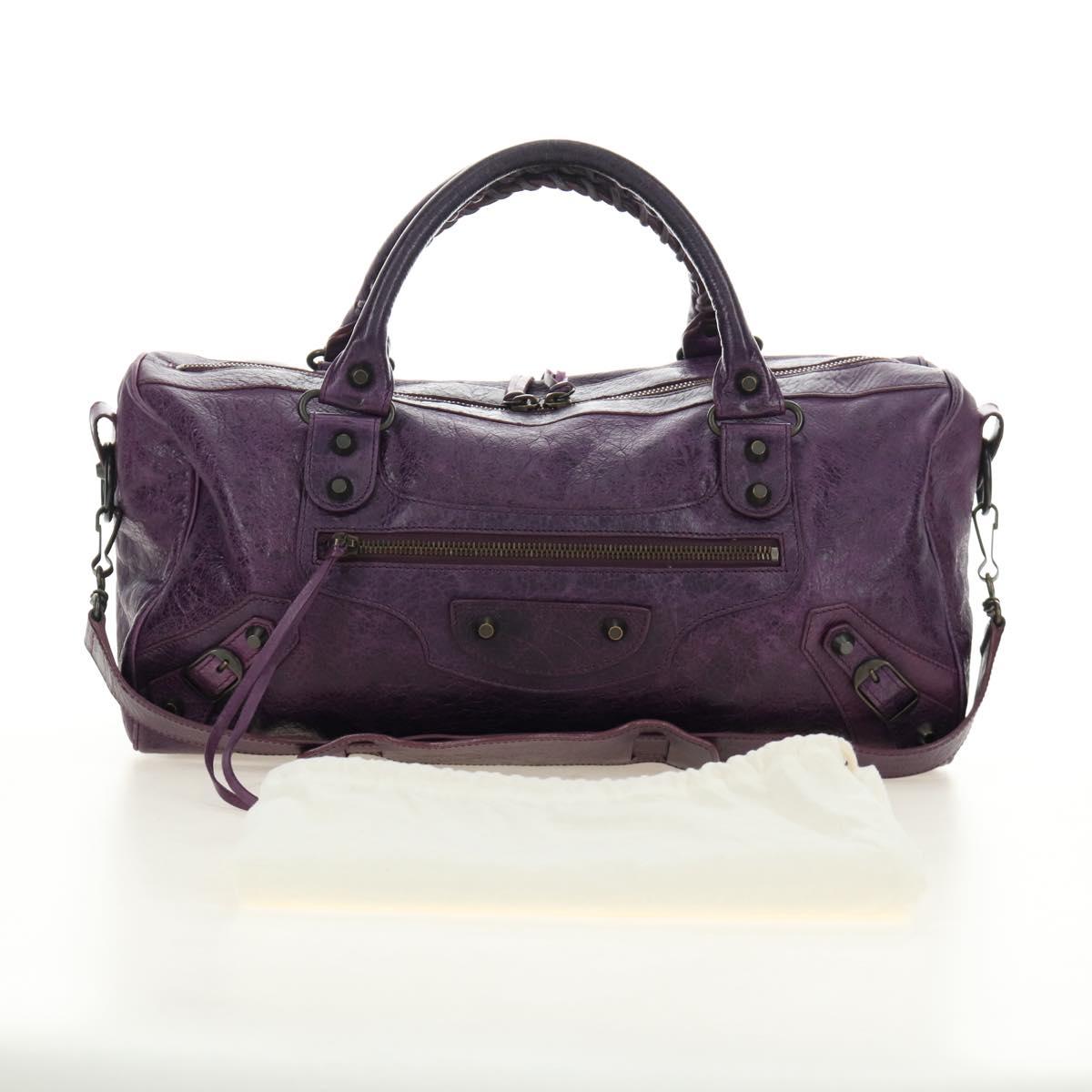 BALENCIAGA Zazigi Hand Bag Leather 2way Purple 128523 Auth 189102M