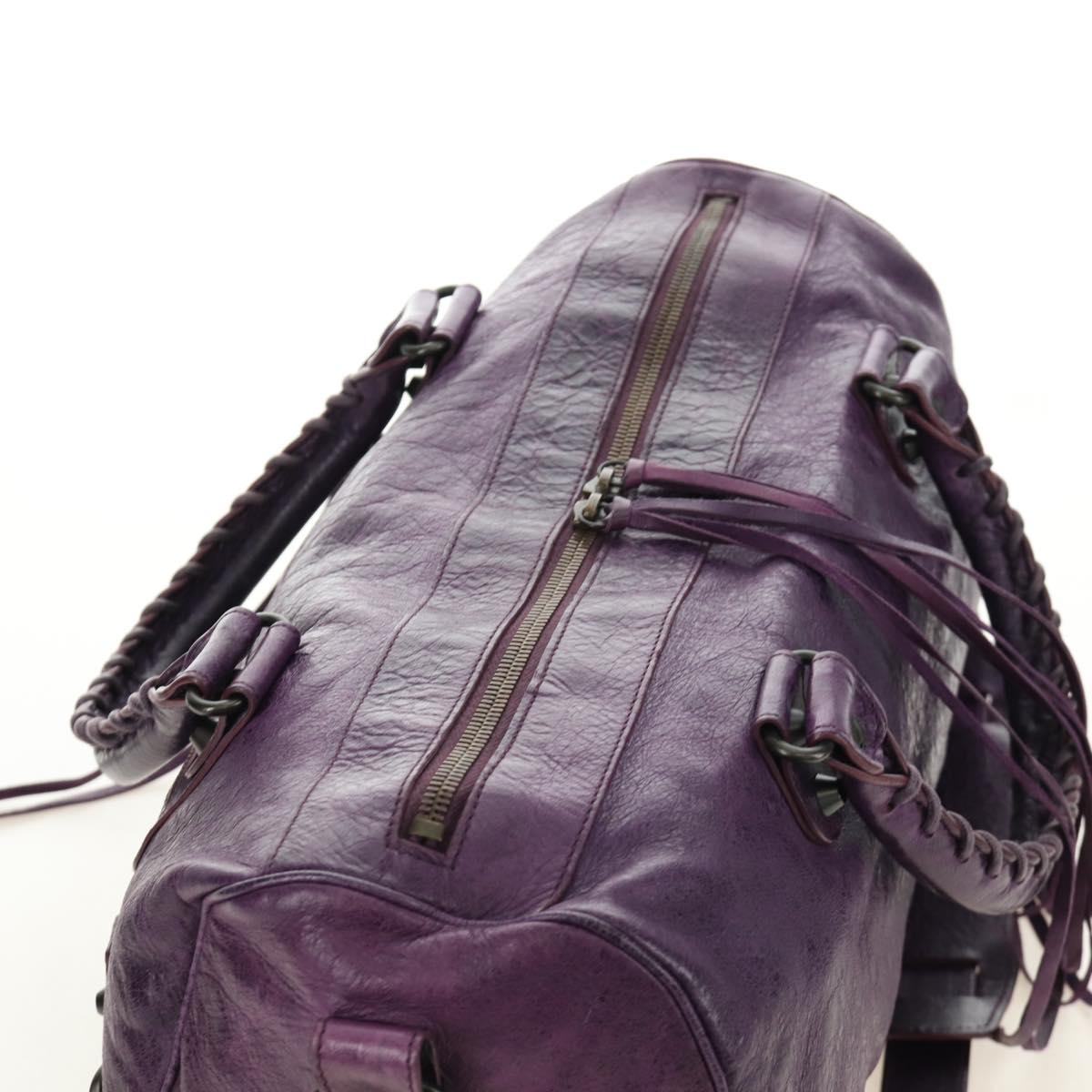 BALENCIAGA Zazigi Hand Bag Leather 2way Purple 128523 Auth 189102M
