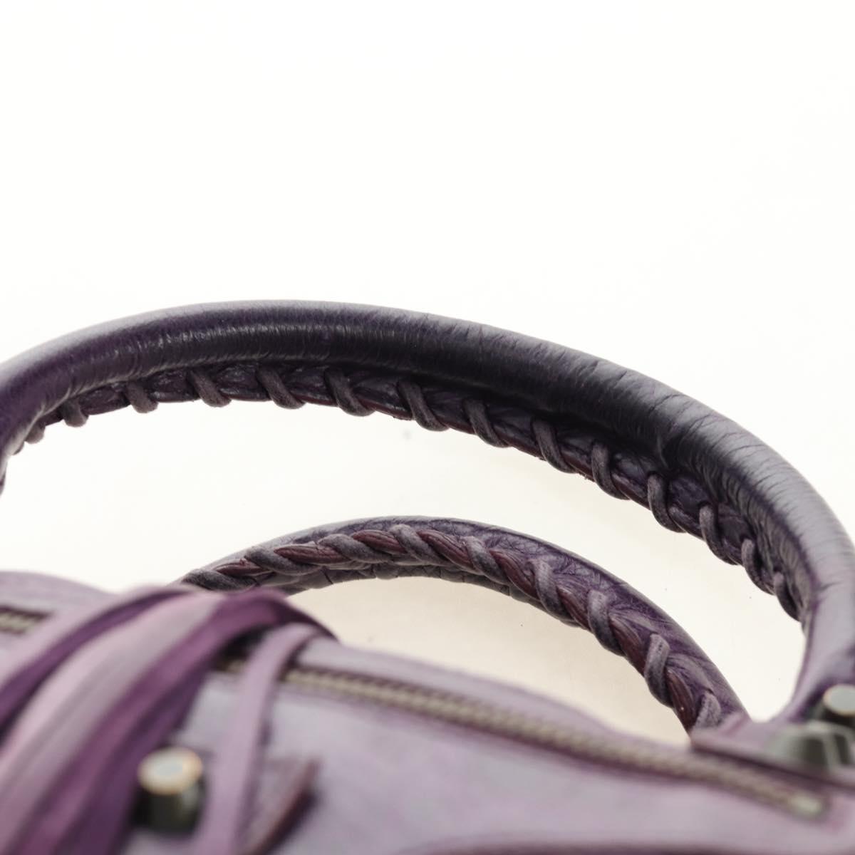 BALENCIAGA Zazigi Hand Bag Leather 2way Purple 128523 Auth 189102M