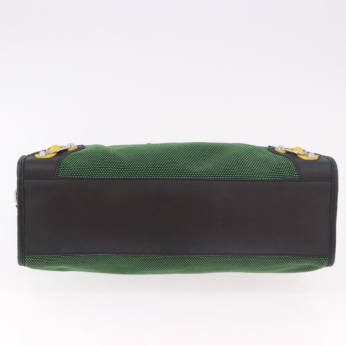 BALENCIAGA The City Hand Bag Canvas 2way Green Silver 115748 Auth 189103M