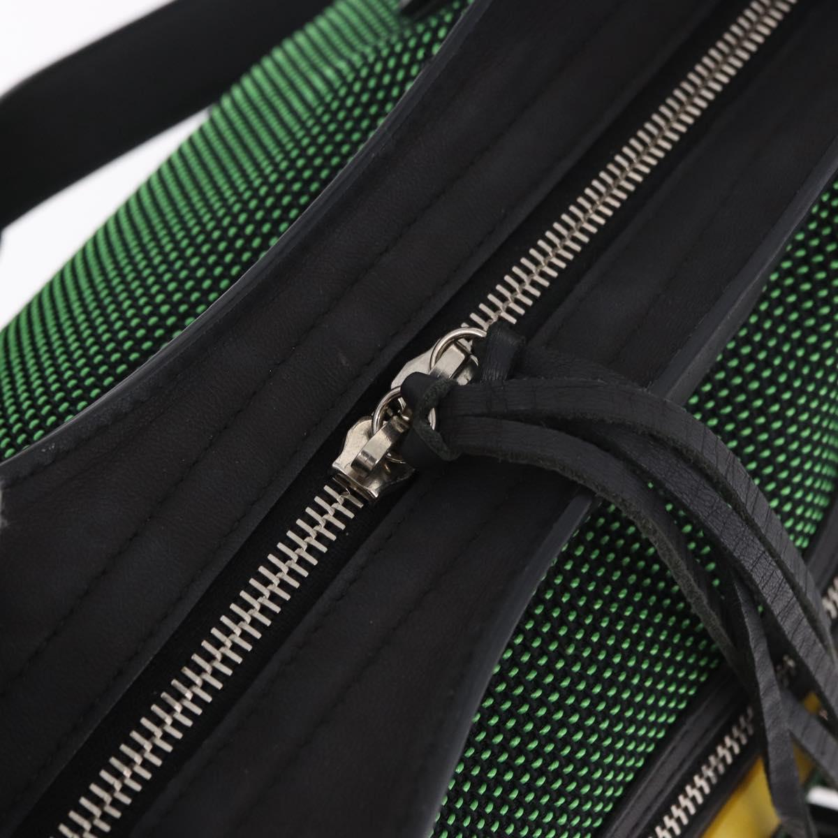 BALENCIAGA The City Hand Bag Canvas 2way Green Silver 115748 Auth 189103M