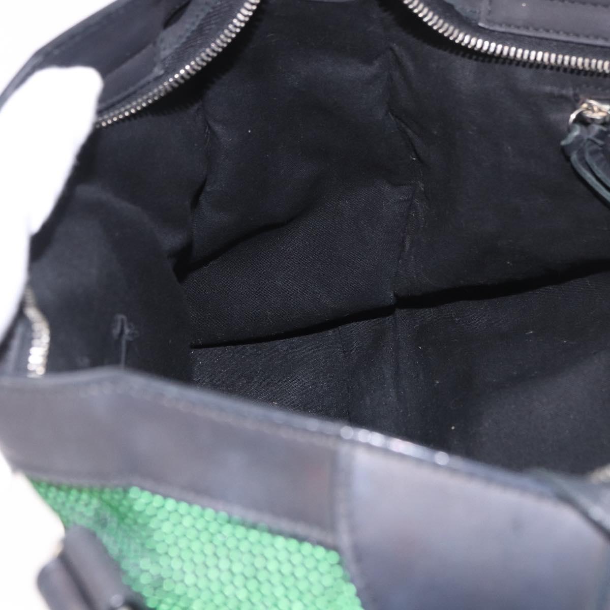 BALENCIAGA The City Hand Bag Canvas 2way Green Silver 115748 Auth 189103M