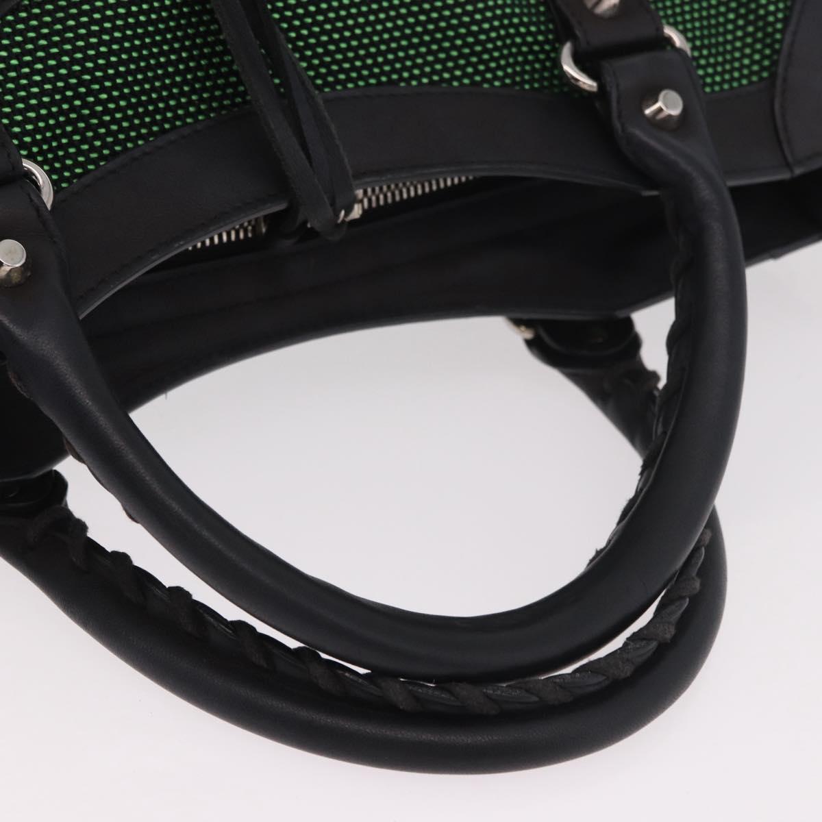 BALENCIAGA The City Hand Bag Canvas 2way Green Silver 115748 Auth 189103M