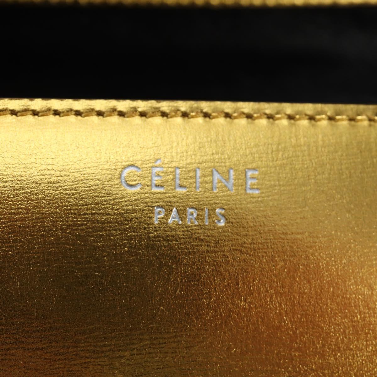 CELINE Shoulder Bag Leather Gold Auth 189106M