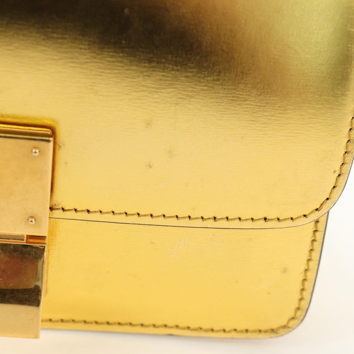 CELINE Shoulder Bag Leather Gold Auth 189106M