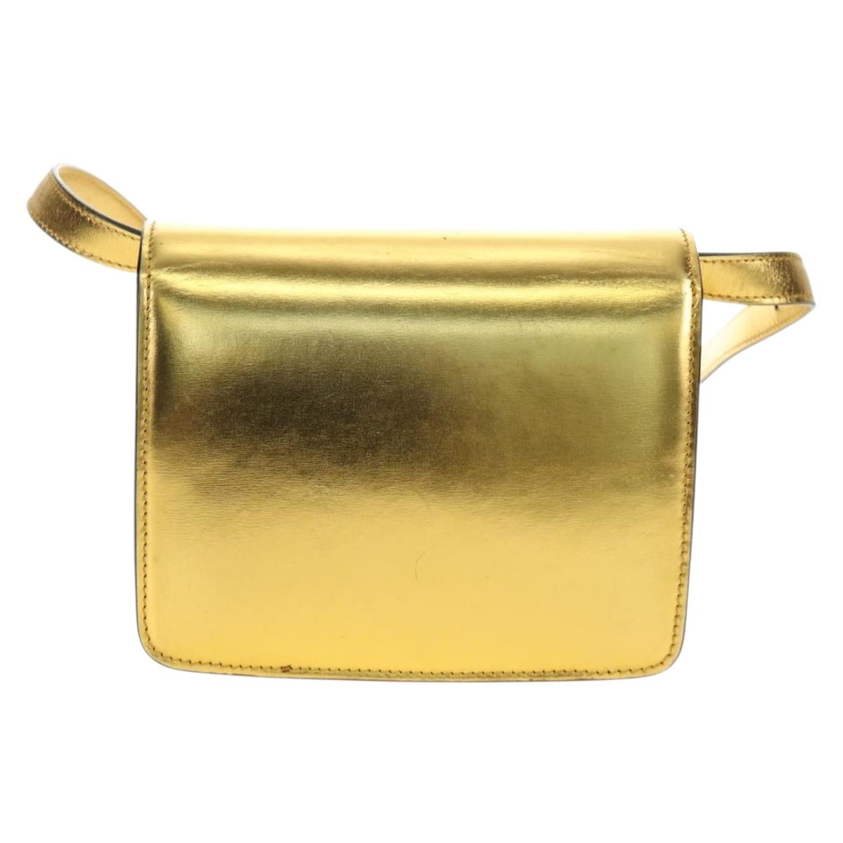 CELINE Shoulder Bag Leather Gold Auth 189106M