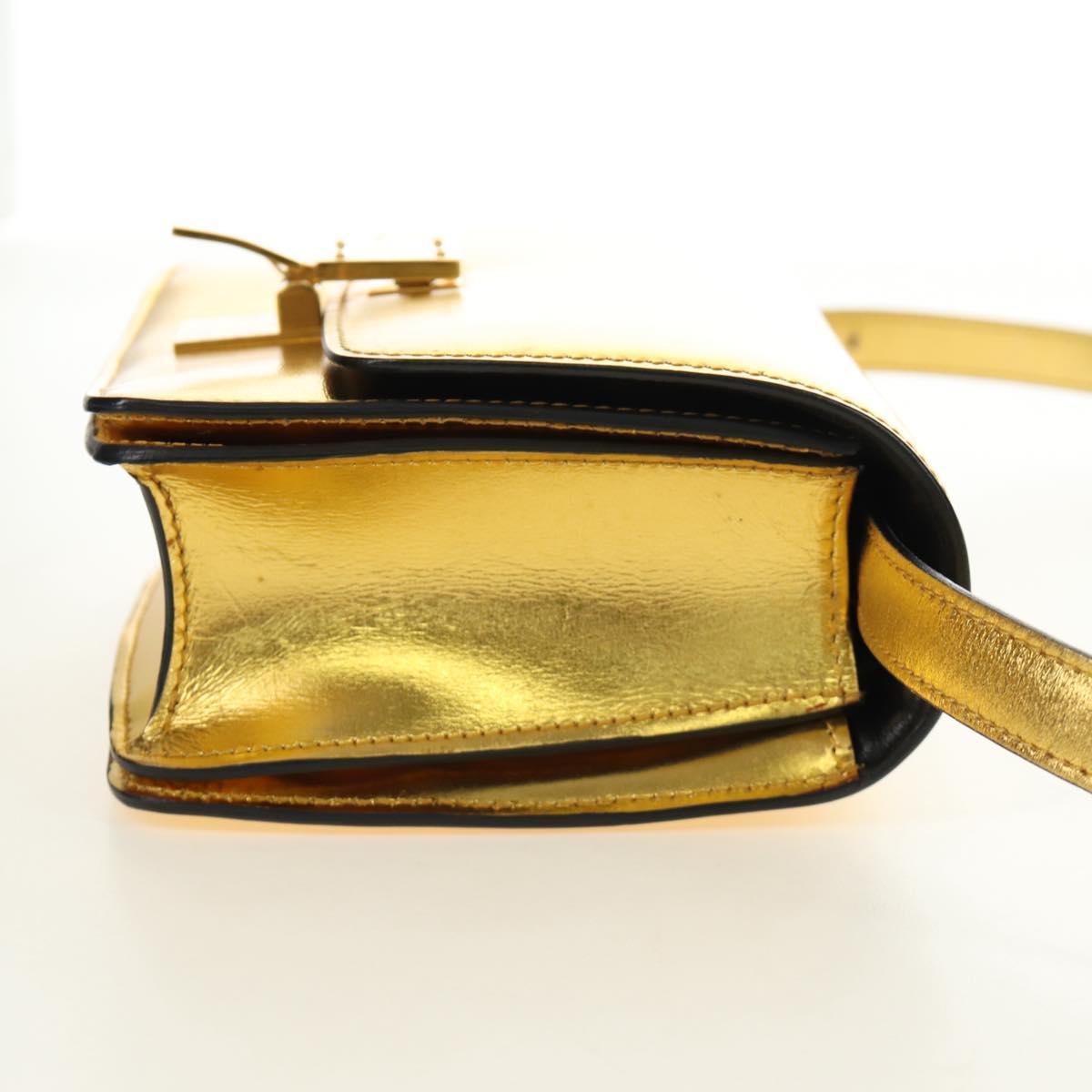 CELINE Shoulder Bag Leather Gold Auth 189106M