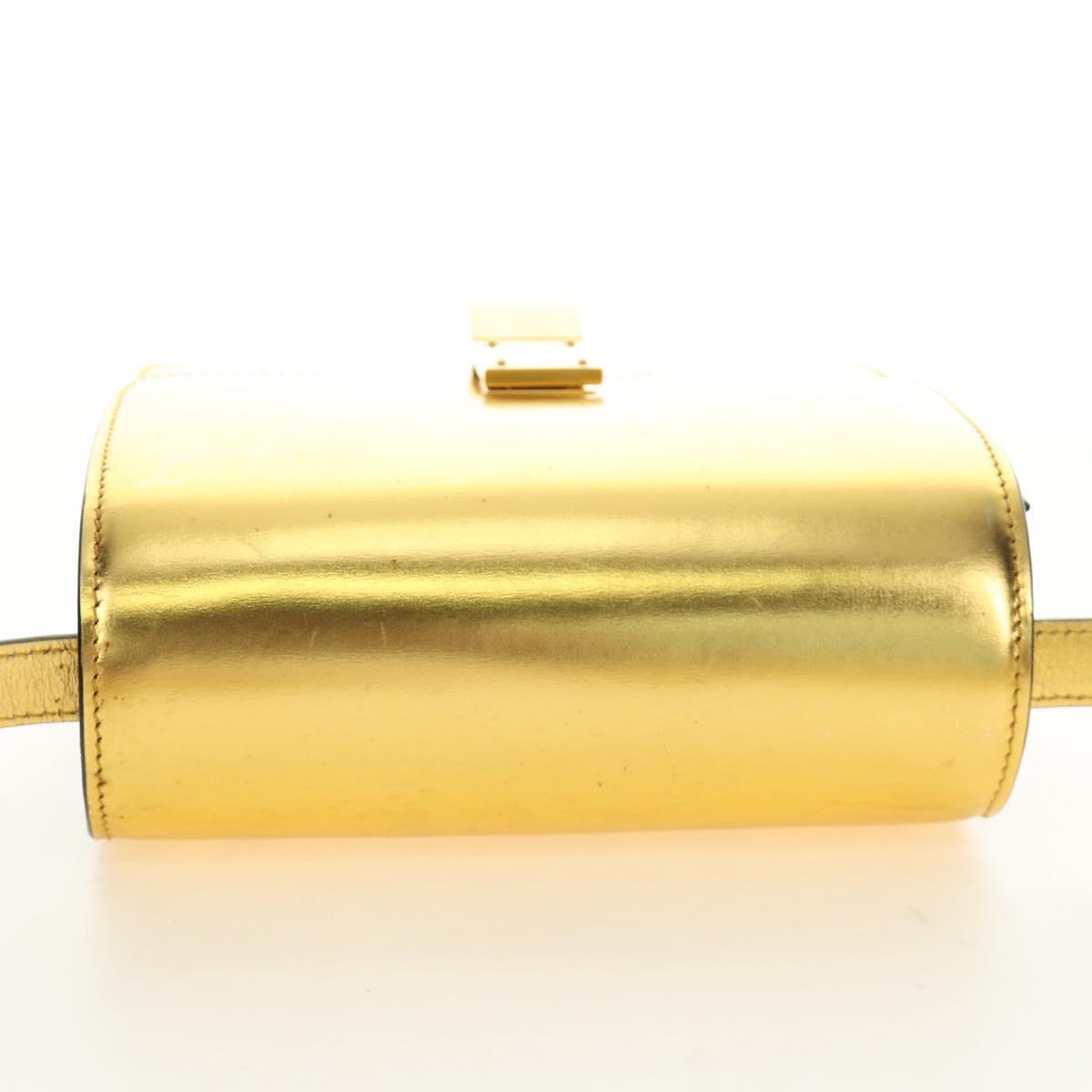 CELINE Shoulder Bag Leather Gold Auth 189106M