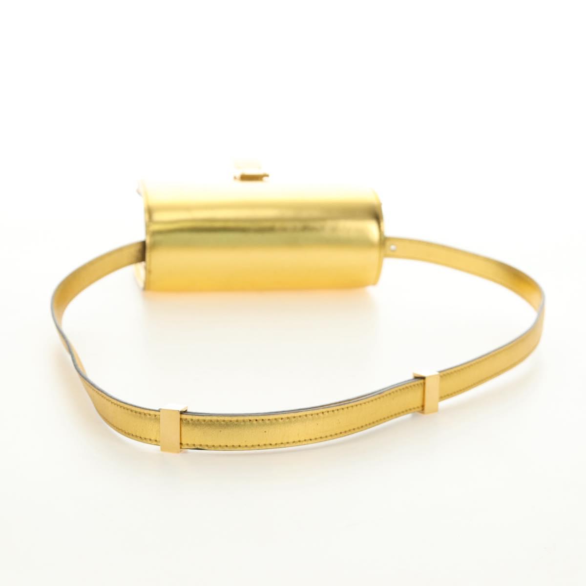 CELINE Shoulder Bag Leather Gold Auth 189106M