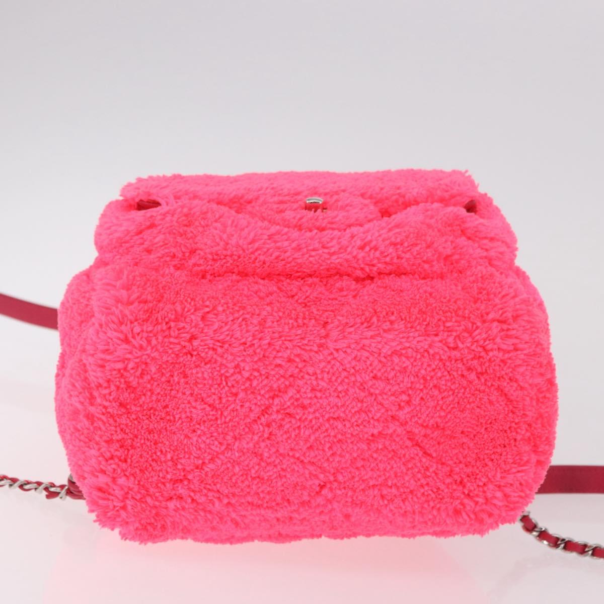 CHANEL Matelasse Chain Backpack pile Pink Silver CC Auth 189107M