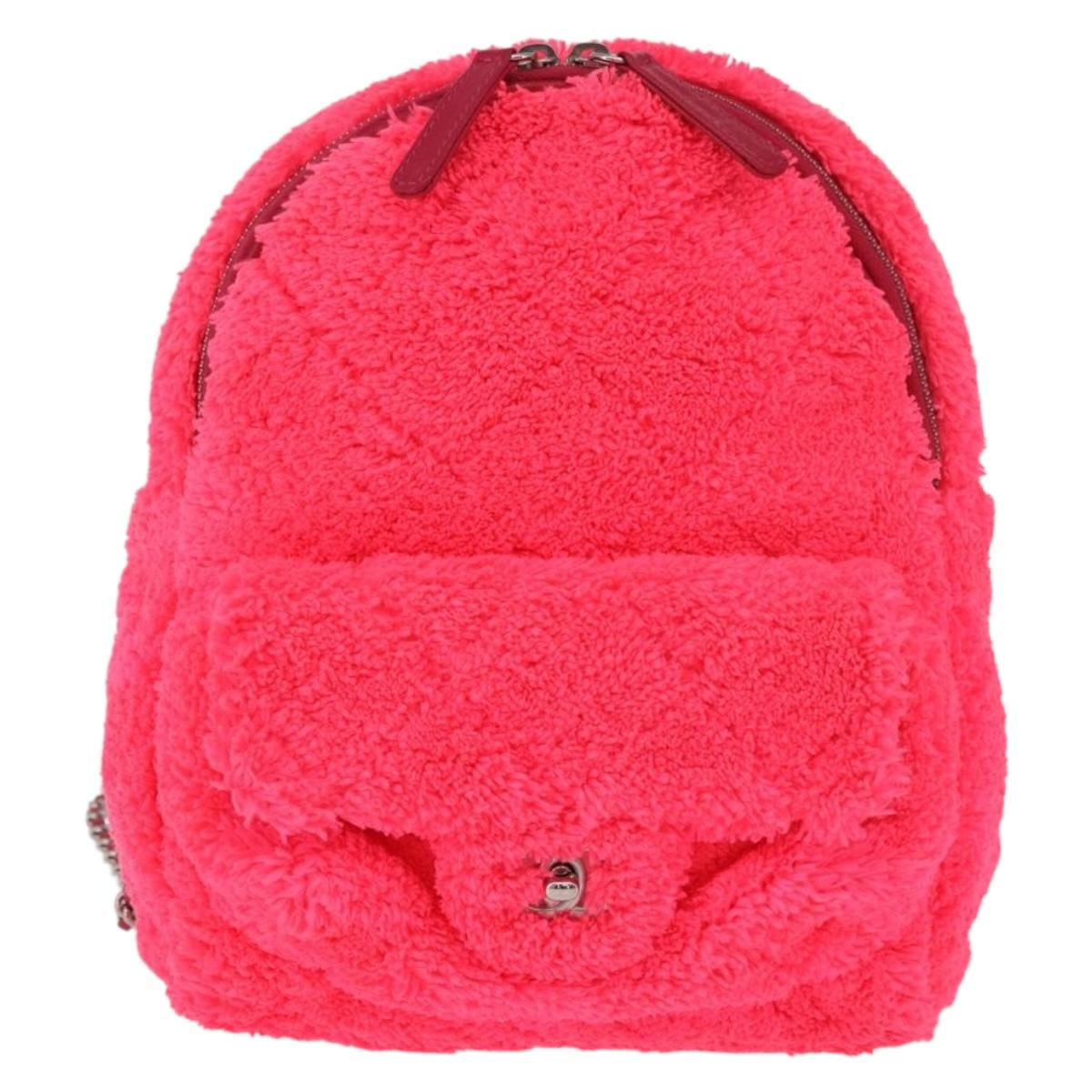 CHANEL Matelasse Chain Backpack pile Pink Silver CC Auth 189107M