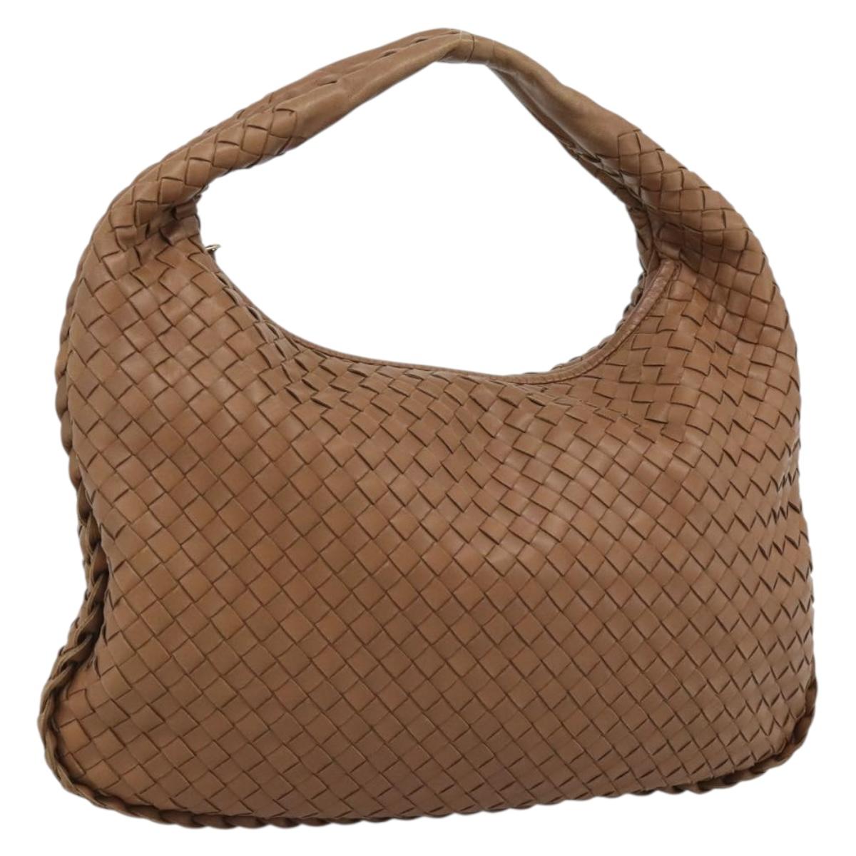 BOTTEGA VENETA INTRECCIATO Shoulder Bag Leather Brown Gold 115653 Auth 189108V