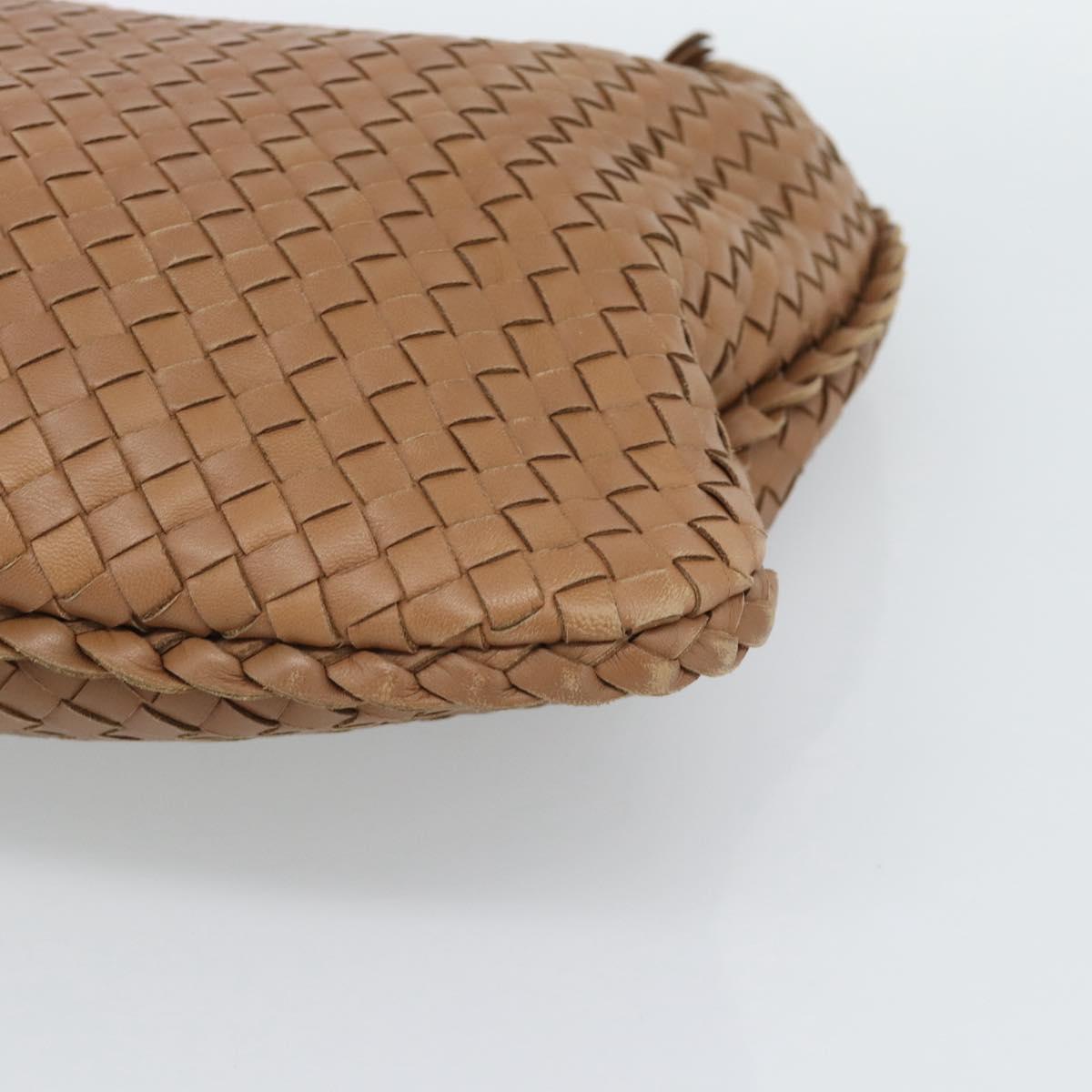 BOTTEGA VENETA INTRECCIATO Shoulder Bag Leather Brown Gold 115653 Auth 189108V