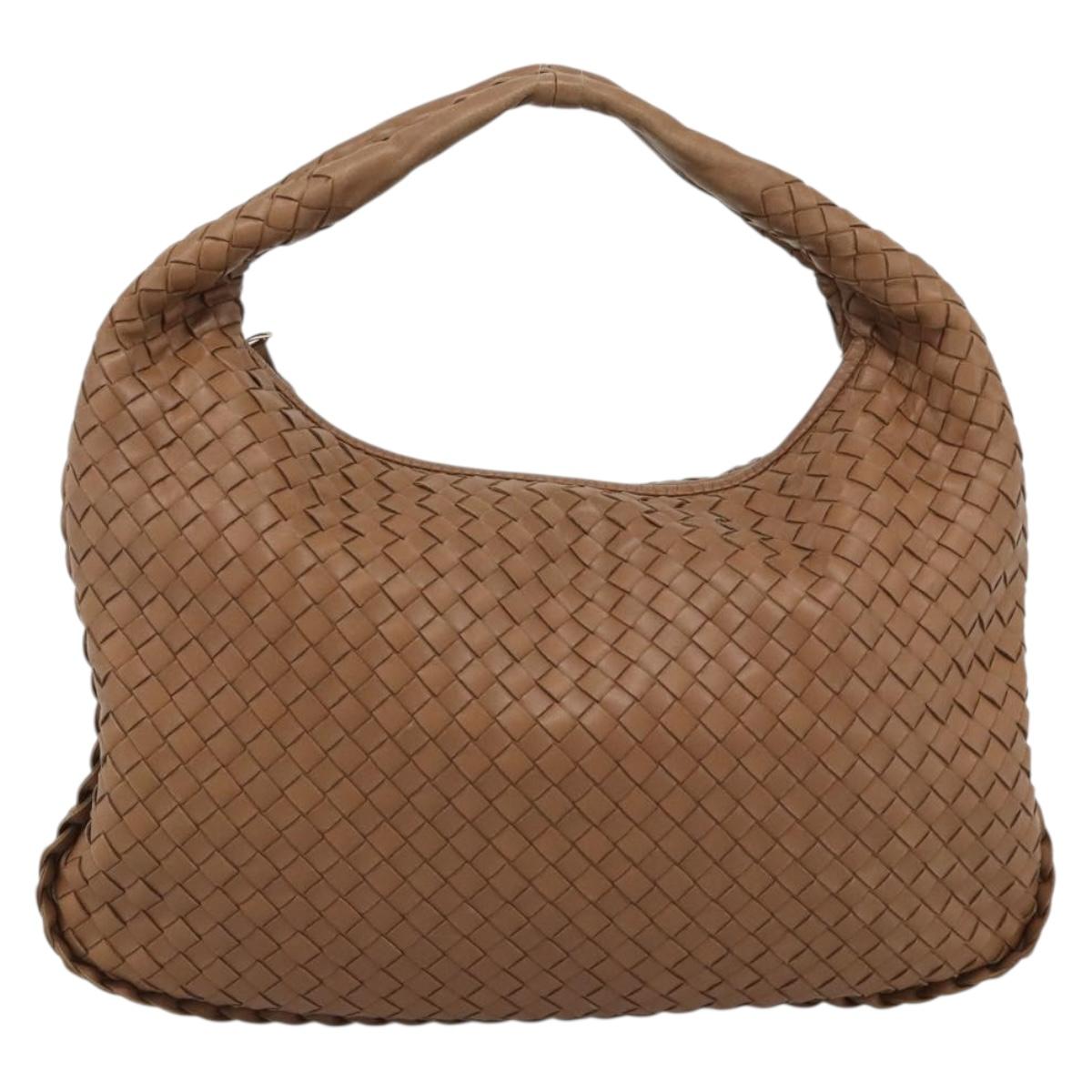 BOTTEGA VENETA INTRECCIATO Shoulder Bag Leather Brown Gold 115653 Auth 189108V