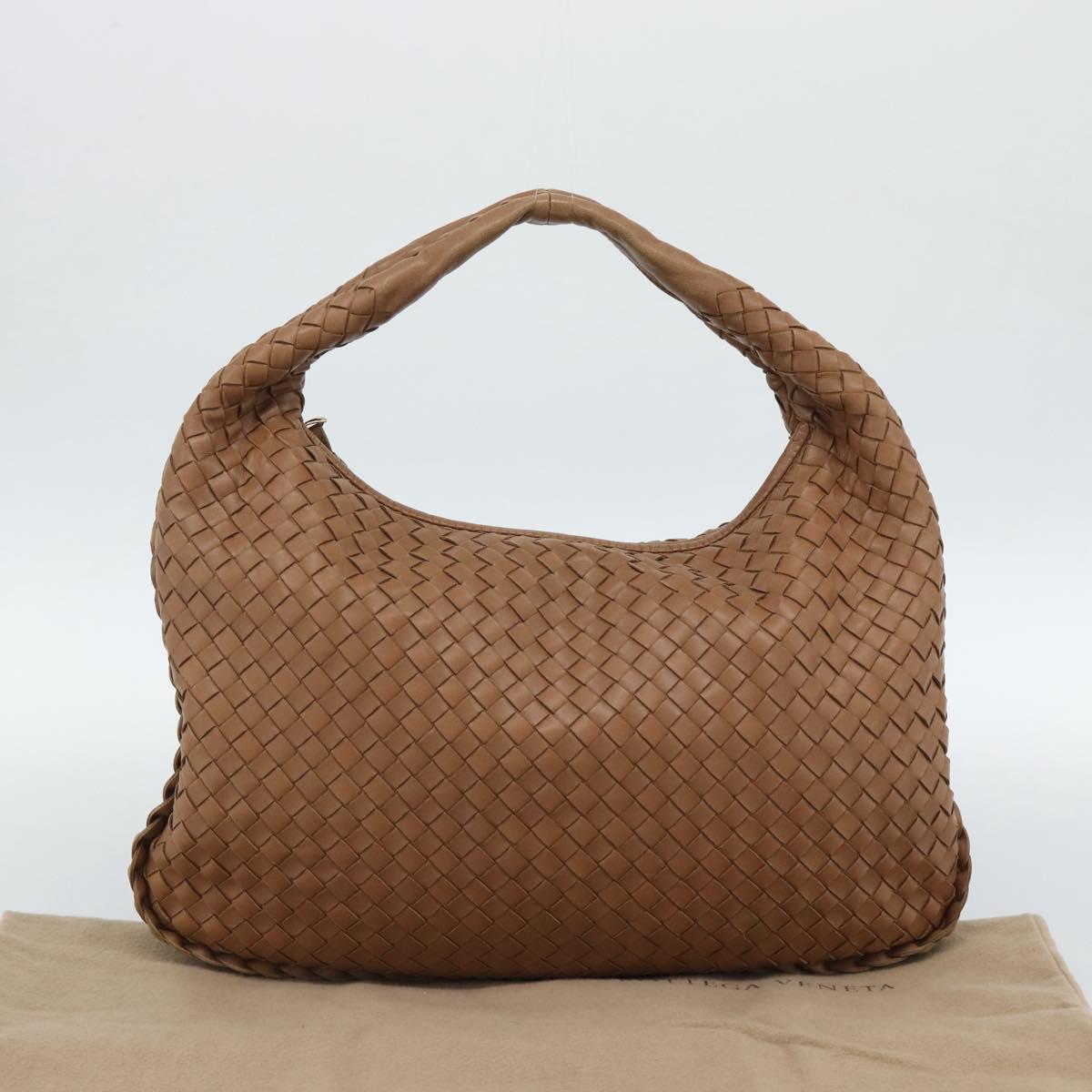 BOTTEGA VENETA INTRECCIATO Shoulder Bag Leather Brown Gold 115653 Auth 189108V