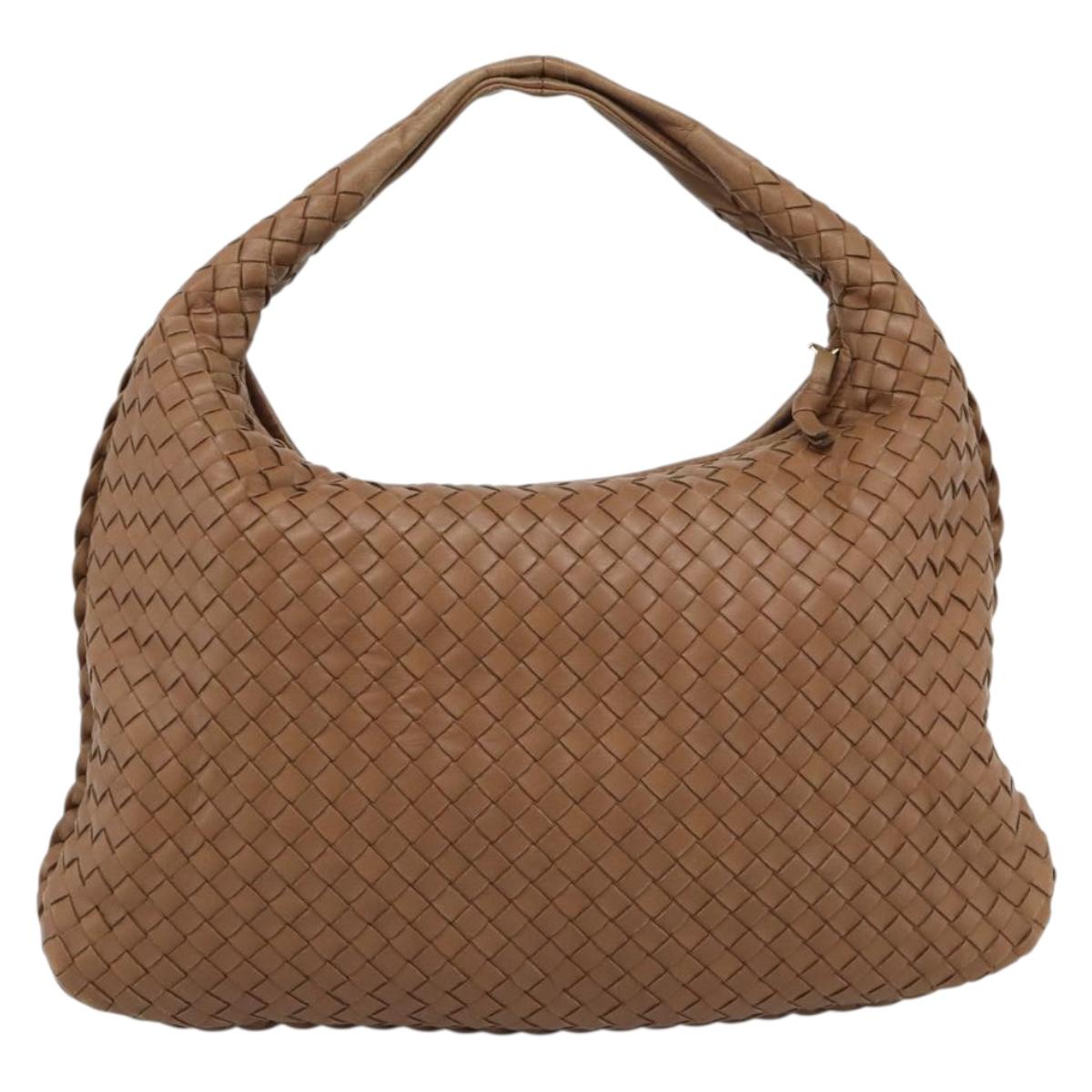 BOTTEGA VENETA INTRECCIATO Shoulder Bag Leather Brown Gold 115653 Auth 189108V