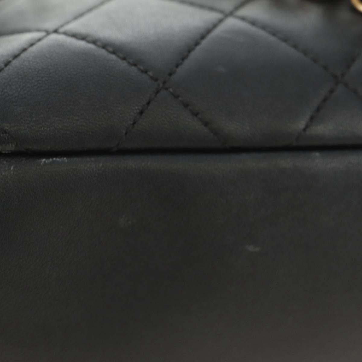 CHANEL All About Chain Matelasse Bag Lamb Skin Black Gold CC Auth 189115SM