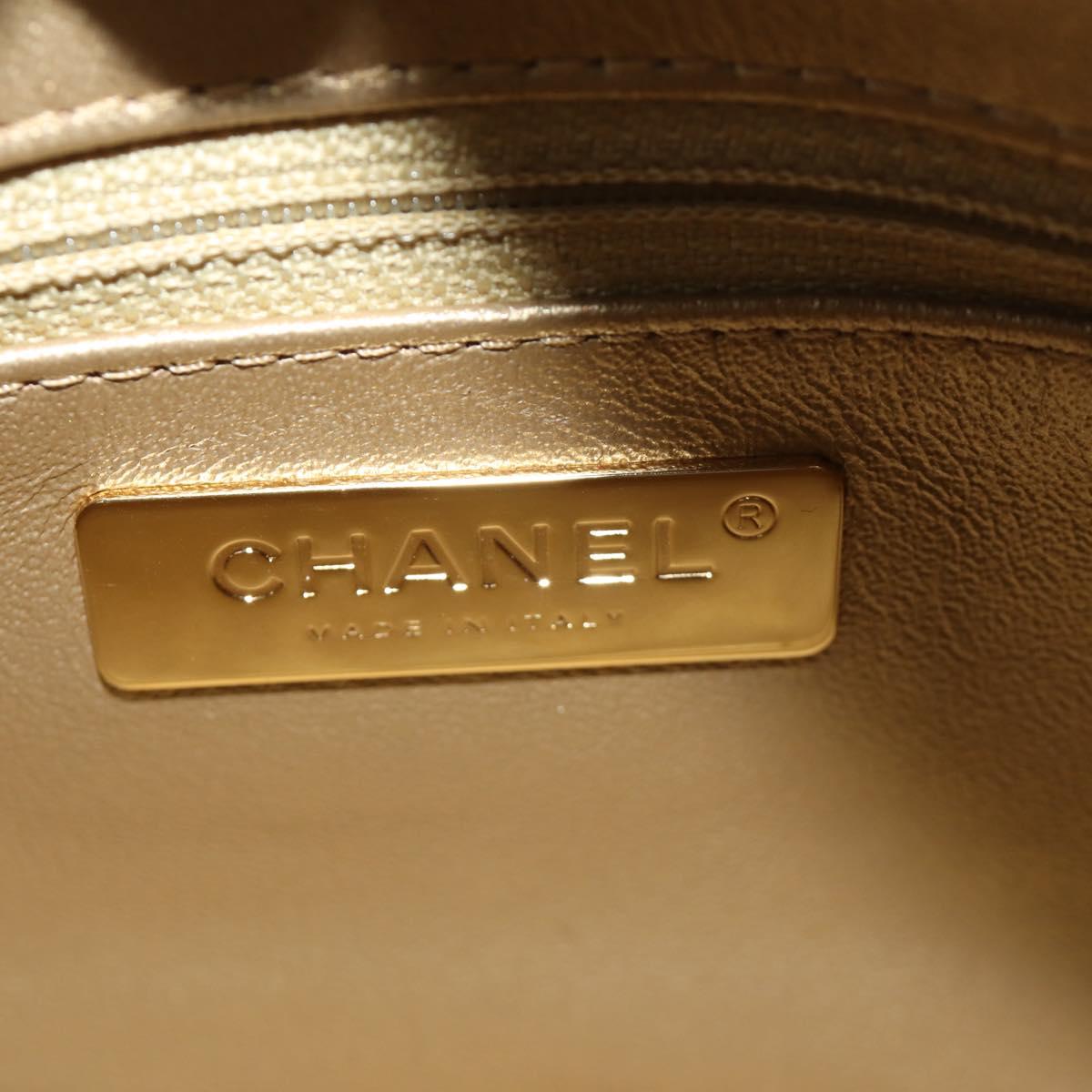 CHANEL All About Chain Matelasse Bag Lamb Skin Black Gold CC Auth 189115SM