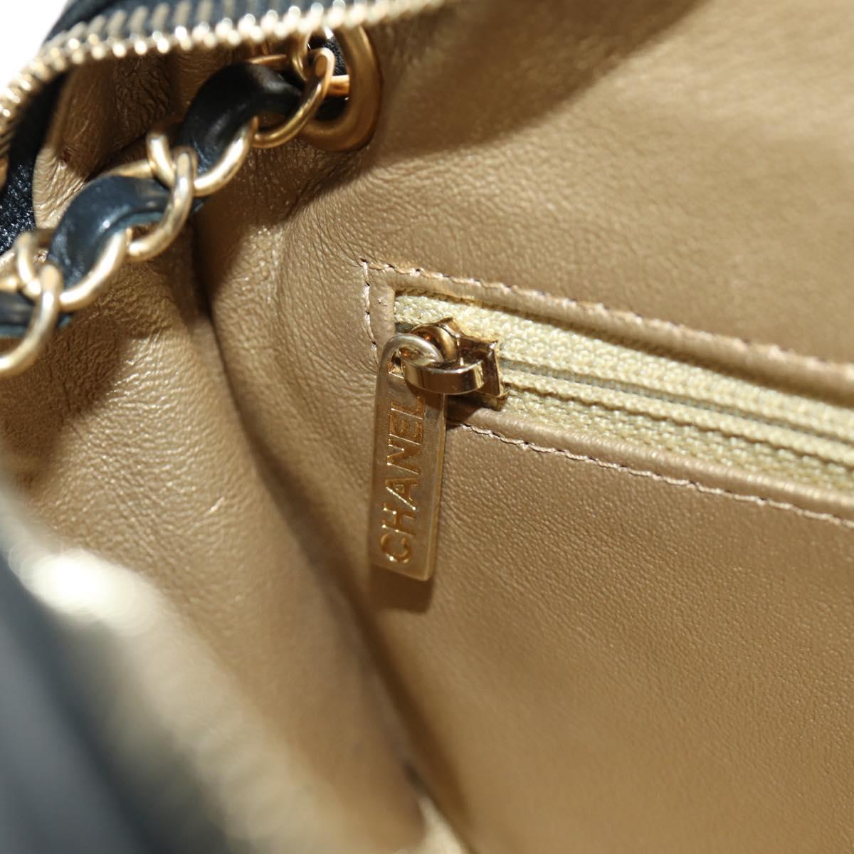 CHANEL All About Chain Matelasse Bag Lamb Skin Black Gold CC Auth 189115SM