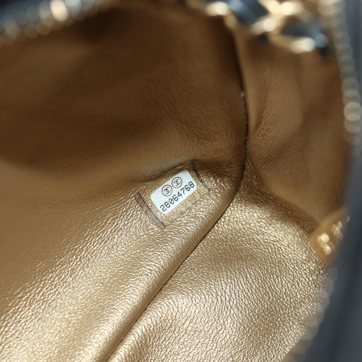 CHANEL All About Chain Matelasse Bag Lamb Skin Black Gold CC Auth 189115SM