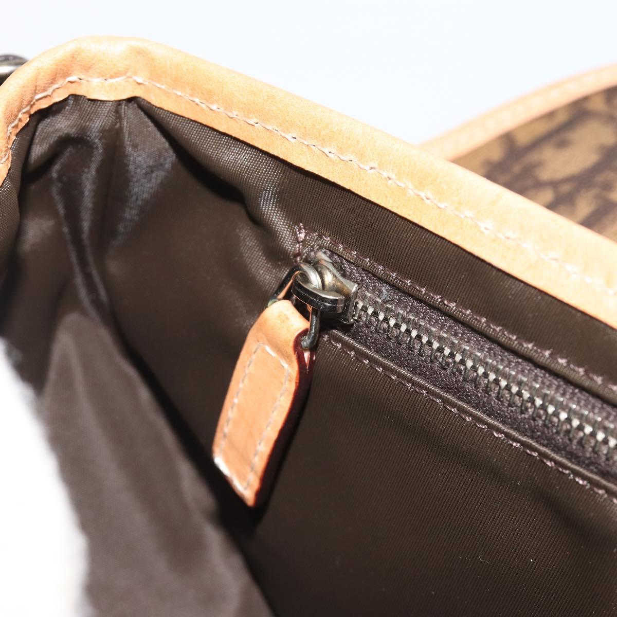 Christian Dior Trotter Canvas Romantic Chain Bag PVC Brown Silver Auth 189117SM