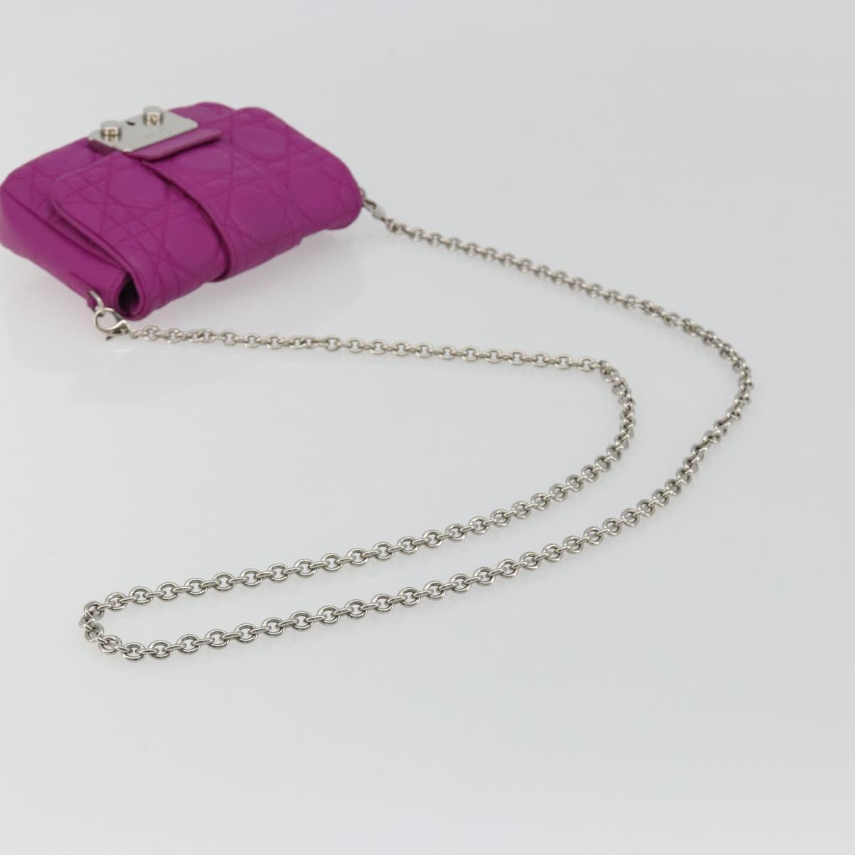 Christian Dior Chain Cannage Shoulder Bag Lamb Skin Purple Auth 189118A