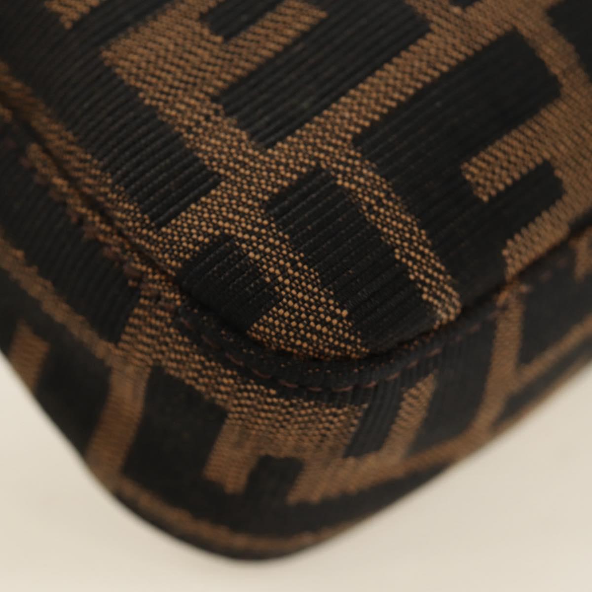 FENDI Zucca Canvas Mamma Baguette Shoulder Bag Black Brown Auth 189121SV