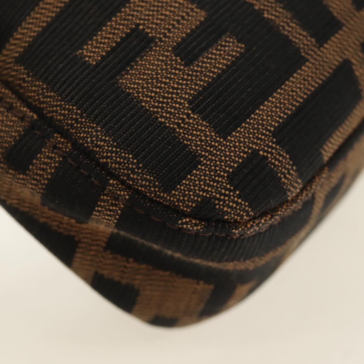 FENDI Zucca Canvas Mamma Baguette Shoulder Bag Black Brown Auth 189121SV