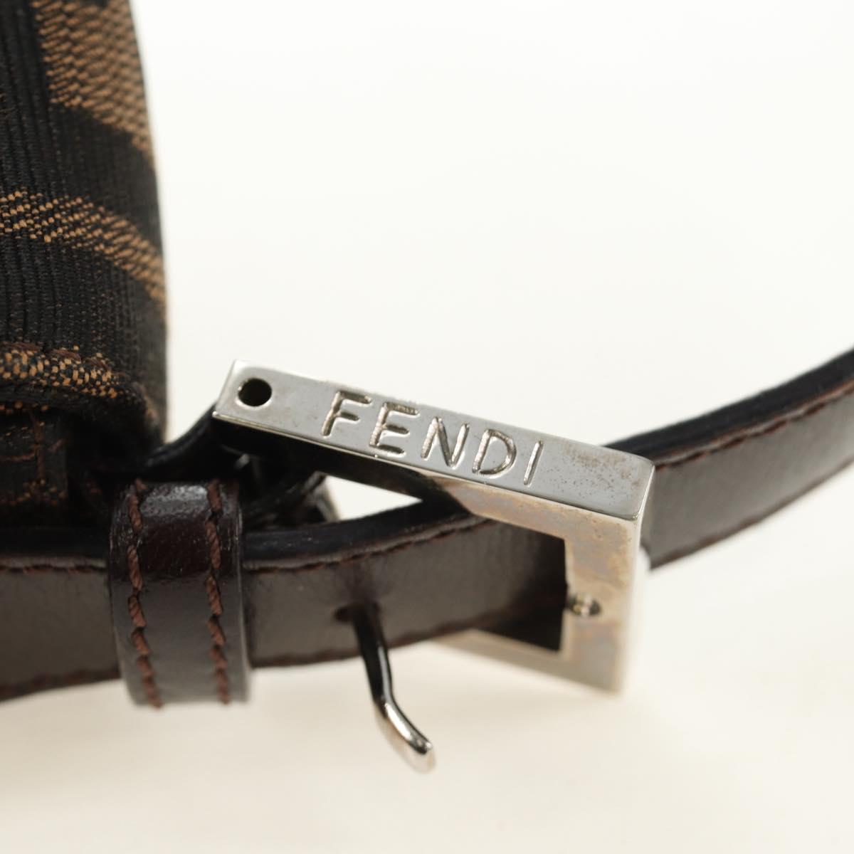 FENDI Zucca Canvas Mamma Baguette Shoulder Bag Black Brown Auth 189121SV