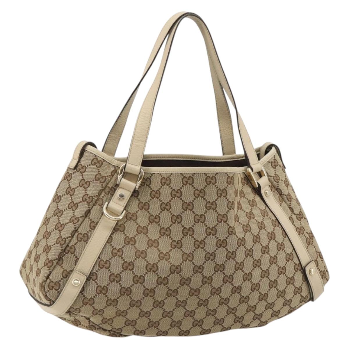 GUCCI GG Canvas Abbey Tote Bag Beige Gold 130736 Auth 189122A