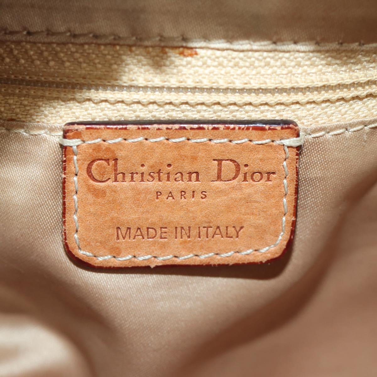 Christian Dior Trotter Canvas Romantic Hand Bag PVC Brown Silver Auth 189127M
