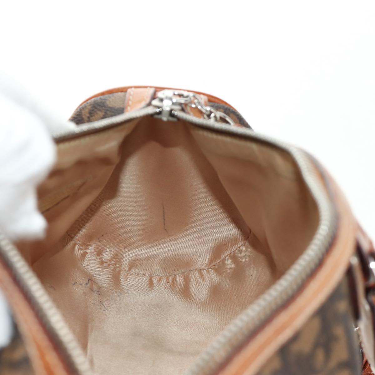 Christian Dior Trotter Canvas Romantic Hand Bag PVC Brown Silver Auth 189127M