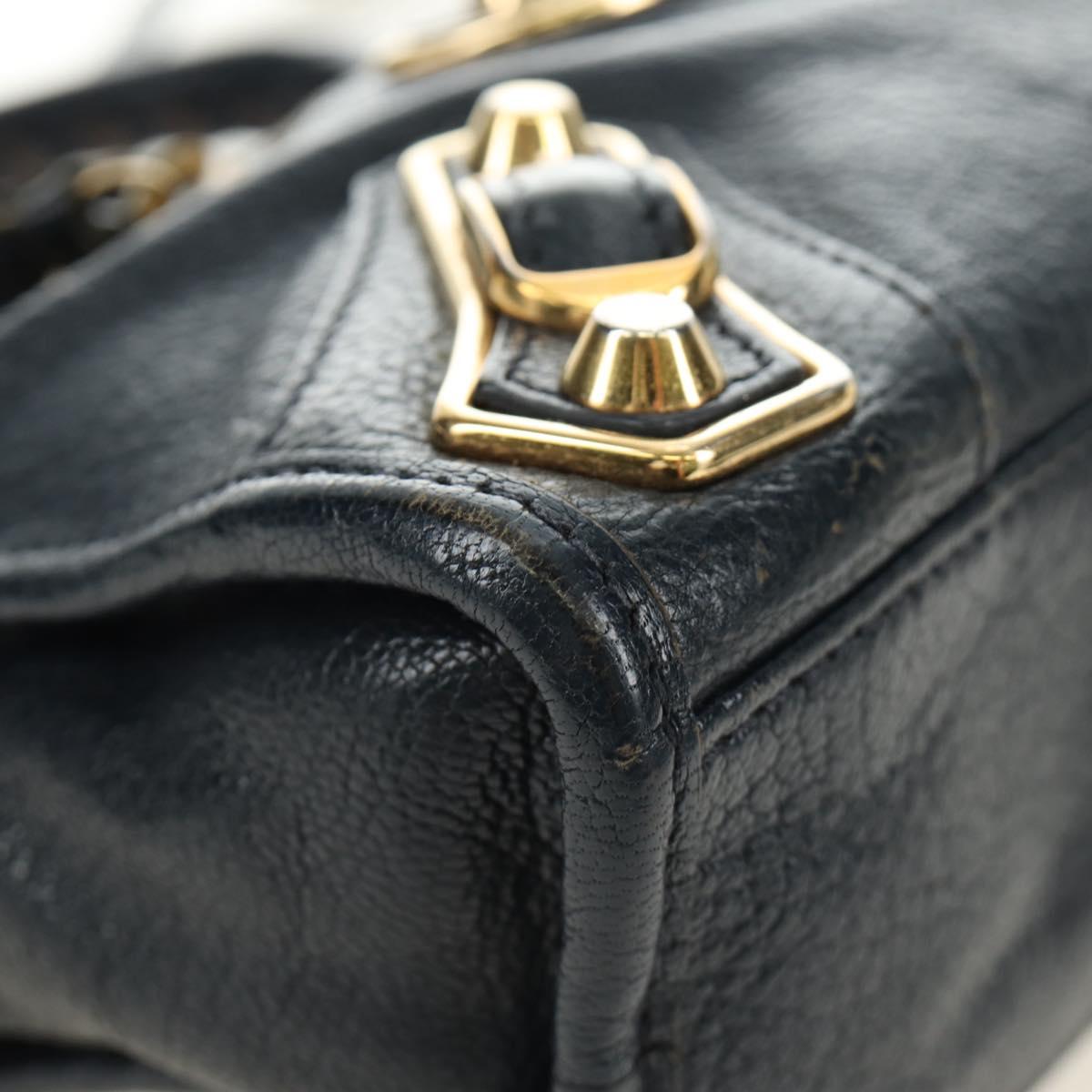 BALENCIAGA Classic Metallic Edge Mini City Bag Leather 2way Navy Auth 189129M