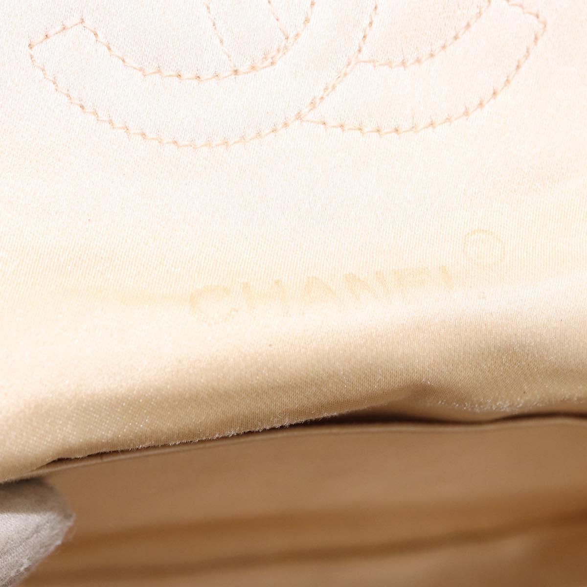 CHANEL Chain Shoulder Bag Satin Champagne Gold Gold CC Auth 189130A