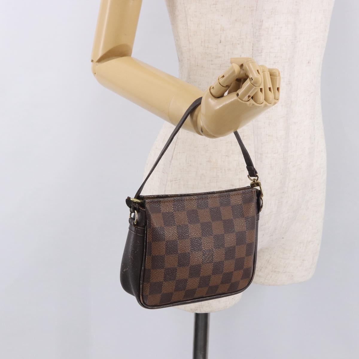 LOUIS VUITTON Damier Ebene Trousse Make Up Pouch N51982 LV Auth 189142